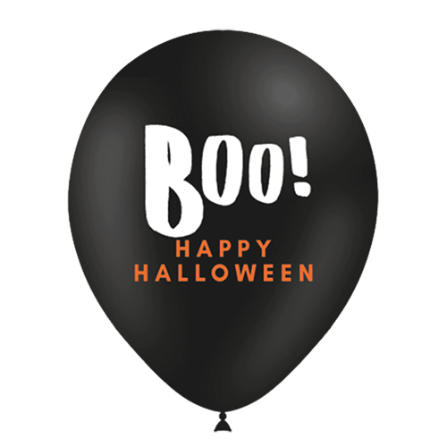 [112P41104*8-FR] 8 Ballons Hg112 Noir Imprimé Boo 12" - Balloonia