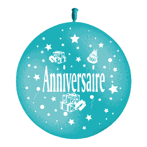 [T3-101P43-FR] Geant Anniversaire Cadeaux Turquoise P43 Sens Air 3' - Balloonia